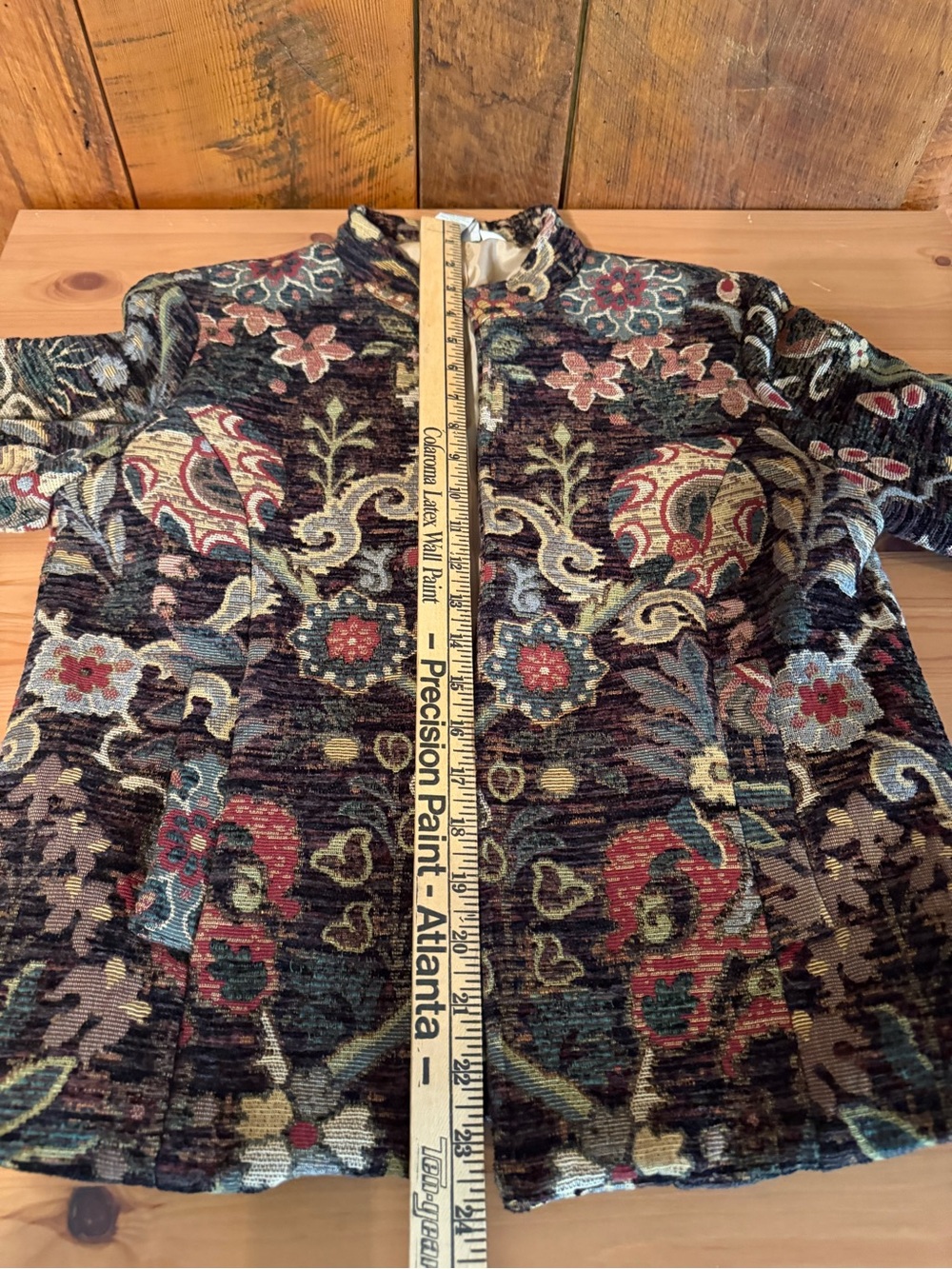 Vintage 90s Orvis Floral Chenille Tapestry Open-Front Jacquard Jacket S Academia - Picture 11 of 16